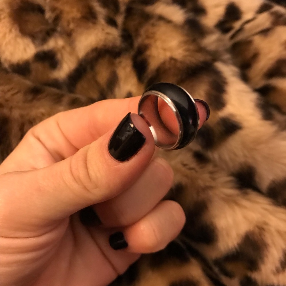 Domed Sterling Silver Black Onyx Pinky Ring - Picture 3 of 4